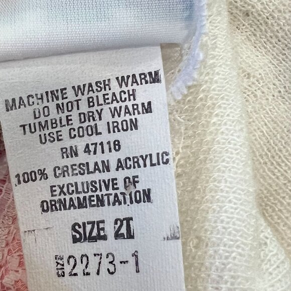 Vintage Bull Frog Girls Lace Knit Sweater Top Size 2T White Acrylic Made in USA - Picture 7 of 7